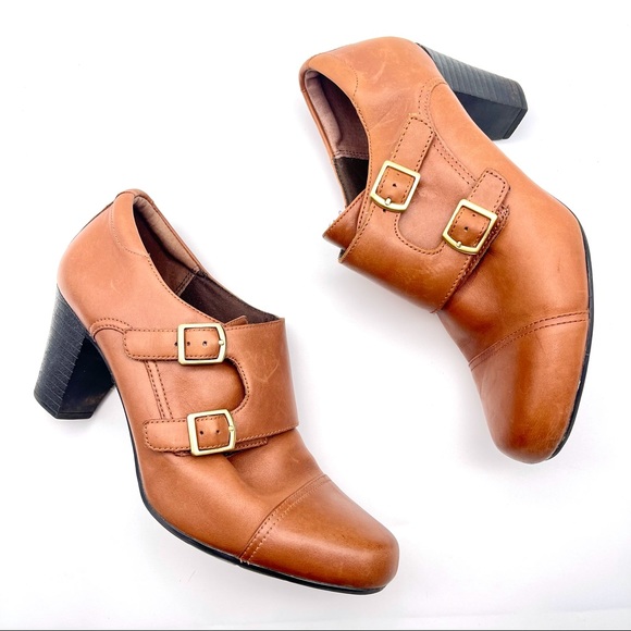 Clarks Shoes - Clarks Low Cut Buckle Brown Leather Ankle Boots